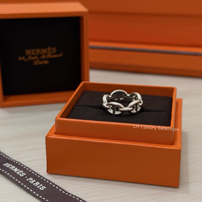 HERMÈS 愛馬仕 經典925豬鼻戒指🩶53碼【誰戴誰好看漂亮手😍】-0