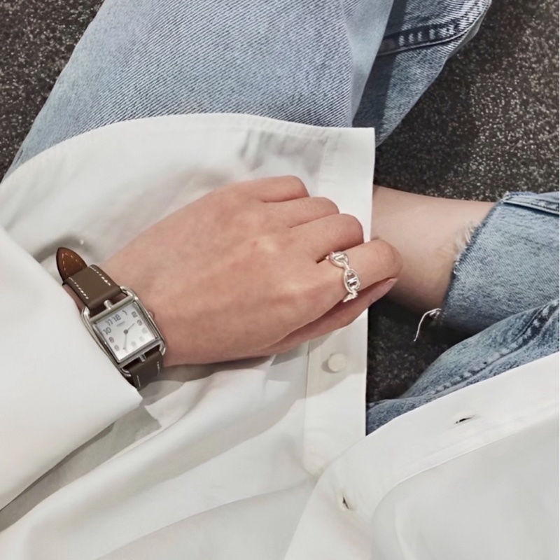 HERMÈS 愛馬仕 經典925豬鼻戒指🩶53碼【誰戴誰好看漂亮手😍】-4