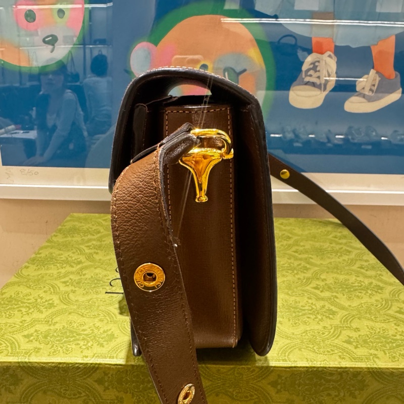 古馳/GUCCI1955馬銜扣系列馬鞍包中號  肖戰同款焦糖配色 黑標0-3