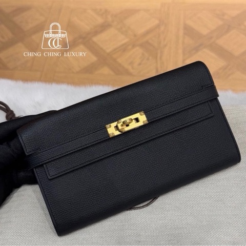 🌈Hermes🧡Kelly wallet長銀包🧡黑色金扣🌟99.8閑置🌈Epsom皮🌟kellywallet🌟Kelly 🌟長銀包🌟愛馬仕🌟