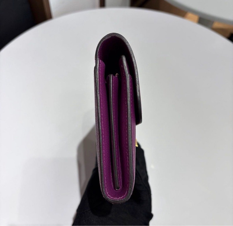 🌈Hermes💜Constance Wallet💜P9海葵紫金扣🌟98新🌈evercolor皮🌟constancewallet🌟constance🌟長銀包🌟愛馬仕🌟-4