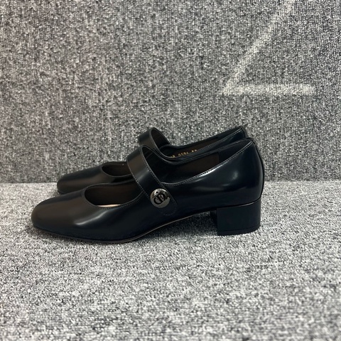 全新Dior 迪奧 黑色皮面低跟瑪麗珍鞋 37碼