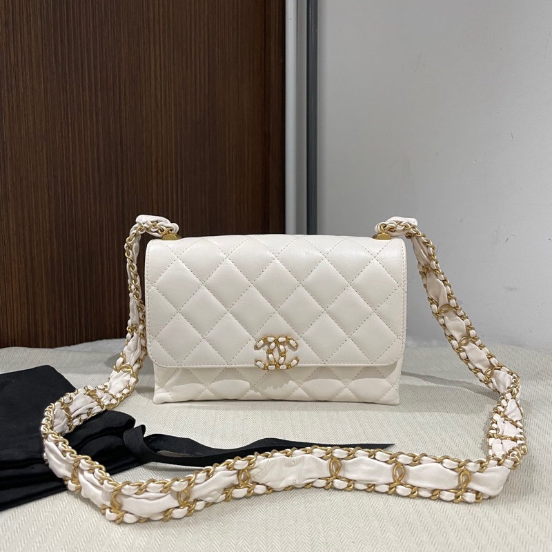 Chanel香奈兒23k白色風琴包，23年芯片，尺寸13/18/6cm，有塵袋-1