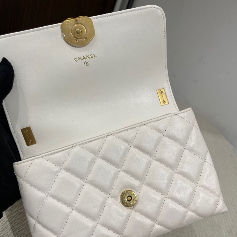 Chanel香奈兒23k白色風琴包，23年芯片，尺寸13/18/6cm，有塵袋-6