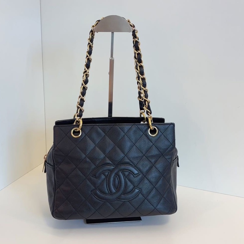 CHANEL香奈兒PTT經典黑金荔枝皮拉鏈雙C小胖墩999新🥤-8