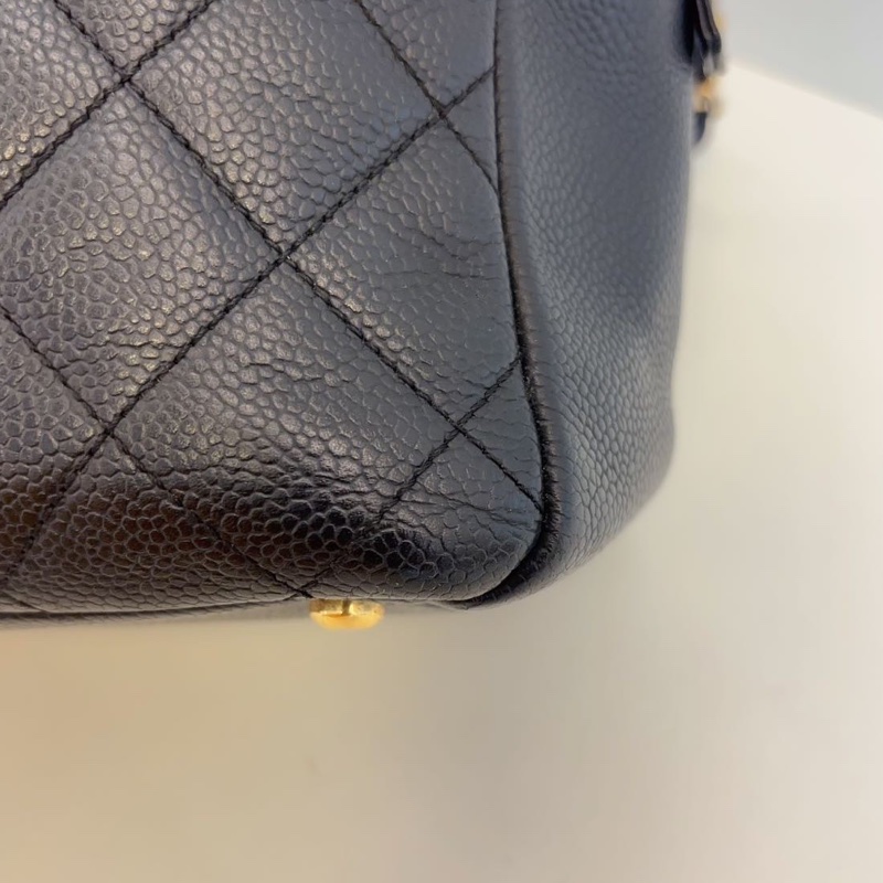 CHANEL香奈兒PTT經典黑金荔枝皮拉鏈雙C小胖墩999新🥤-12