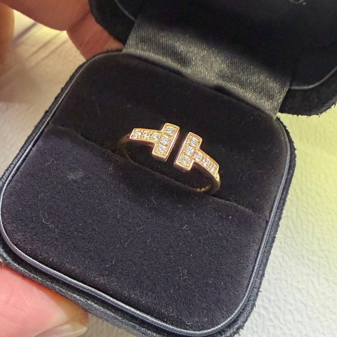 Tiffany雙T滿鑽戒指 50碼 配合