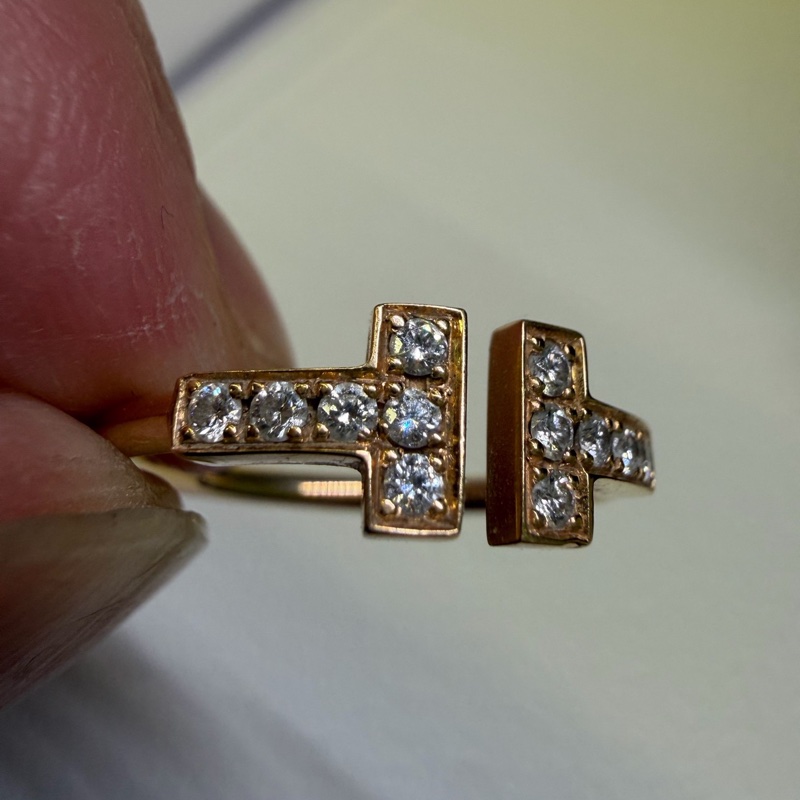 Tiffany雙T滿鑽戒指 50碼 配合-2
