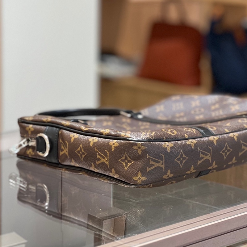 Lv 路易威登Porte-Documents Voyage棕色老花公文包斜挎包-2