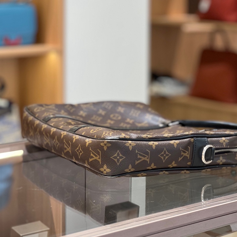 Lv 路易威登Porte-Documents Voyage棕色老花公文包斜挎包-3