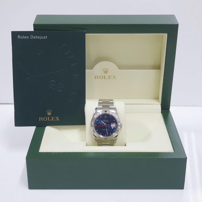 【大眾名錶】ROLEX 勞力士 116264 Datejust 爬山虎系列 可轉動太陽圈 藍面紅針 錶徑36mm 大眾名錶B238-8