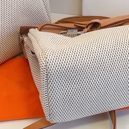 Hermes 愛馬仕 Herbag 橫版31 竪版29 華夫格金棕配米白 雙肩包 替換袋兩個尺寸都有！大熱組合-1
