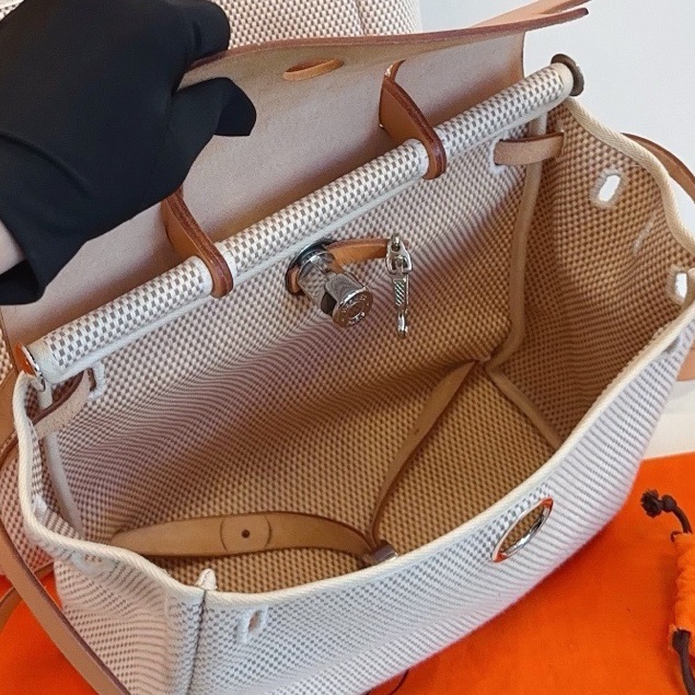 Hermes 愛馬仕 Herbag 橫版31 竪版29 華夫格金棕配米白 雙肩包 替換袋兩個尺寸都有！大熱組合-5