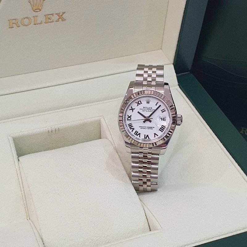 【大眾名錶】ROLEX勞力士 179174 Datejust 新款 蠔式日誌 太陽圈 白色羅馬面盤 五珠帶 錶徑26mm 自動上鍊 大眾名錶G275-3