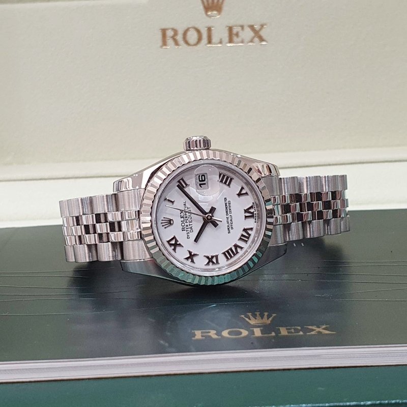 【大眾名錶】ROLEX勞力士 179174 Datejust 新款 蠔式日誌 太陽圈 白色羅馬面盤 五珠帶 錶徑26mm 自動上鍊 大眾名錶G275-4