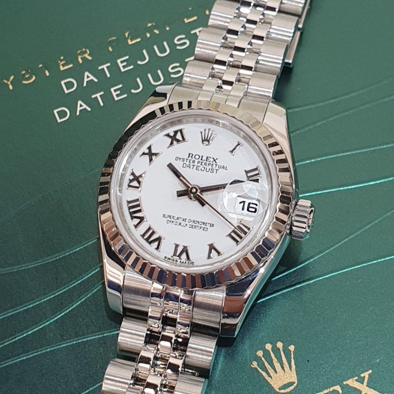 【大眾名錶】ROLEX勞力士 179174 Datejust 新款 蠔式日誌 太陽圈 白色羅馬面盤 五珠帶 錶徑26mm 自動上鍊 大眾名錶G275-8