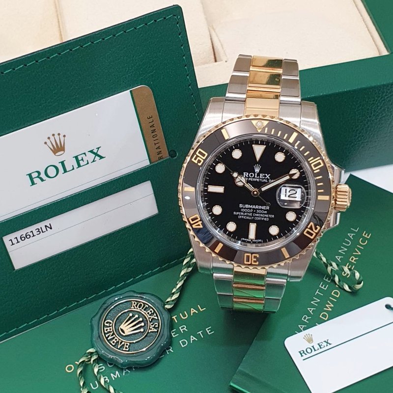 【大眾名錶】ROLEX勞力士 116613LN 潛航者 2018/05全配件 熱門款 陶瓷圈 半金黑水鬼 已貼膜 錶徑40mm 自動上鍊 大眾名錶G276-3