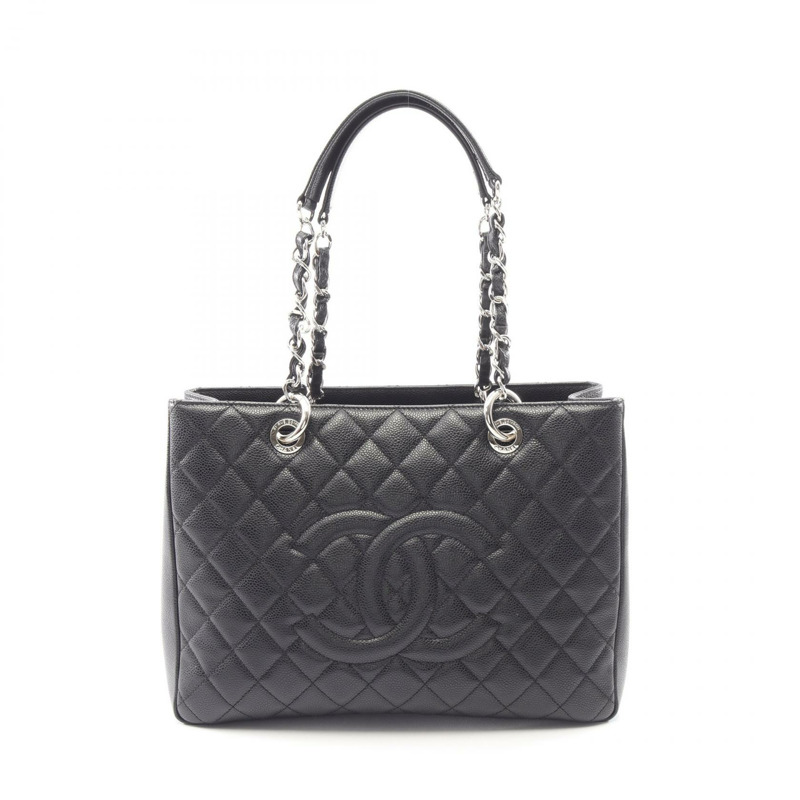 香奈兒 (CHANEL) Matelasse Grand Shopping GST 單肩手提包 A50995 黑色皮革二手-0
