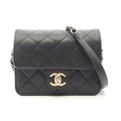香奈兒 (CHANEL) 絎縫斜背包 AS3002 小牛皮 黑色 GHW 二手 CC