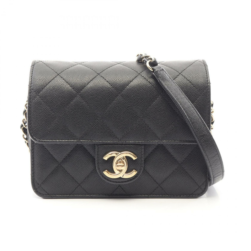 香奈兒 (CHANEL) 絎縫斜背包 AS3002 小牛皮 黑色 GHW 二手 CC-0