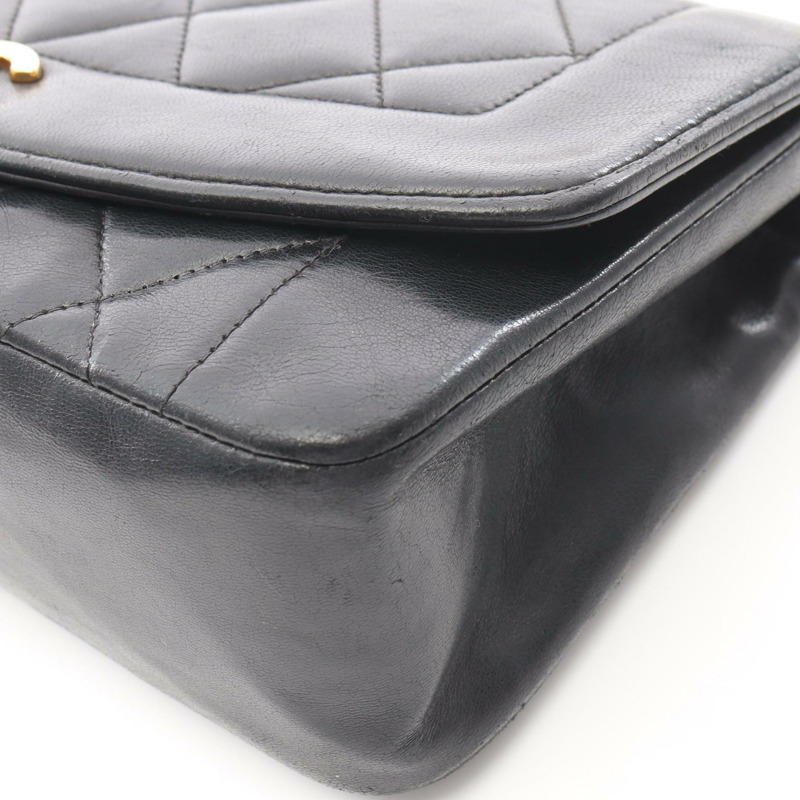香奈兒 (CHANEL) 絎縫 Diana 翻蓋鏈條單背包 A01164 羊皮黑色金色五金二手-9