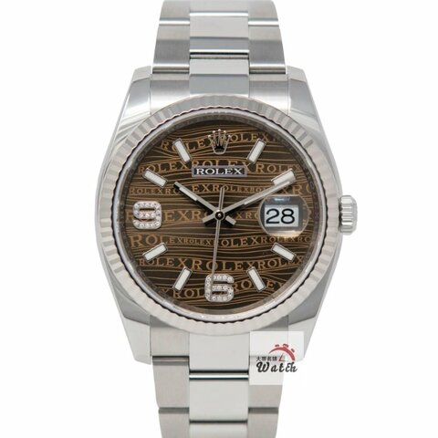 【大眾名錶】ROLEX勞力士 116234 Datejust 2012/10卡 市場罕見 棕色水波紋69大鑽面盤 三板帶 錶徑36mm自動上鍊 大眾名錶G277