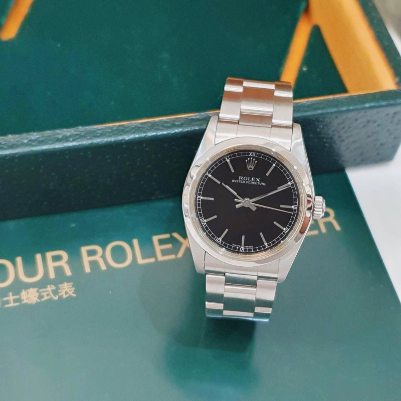 【大眾名錶】ROLEX勞力士 77080 OP蠔式恆動 中型款女錶 黑色T柱面盤 錶徑31mm 2230自動上鍊 不銹鋼材質 大眾名錶G278-1