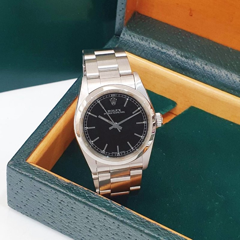 【大眾名錶】ROLEX勞力士 77080 OP蠔式恆動 中型款女錶 黑色T柱面盤 錶徑31mm 2230自動上鍊 不銹鋼材質 大眾名錶G278-3