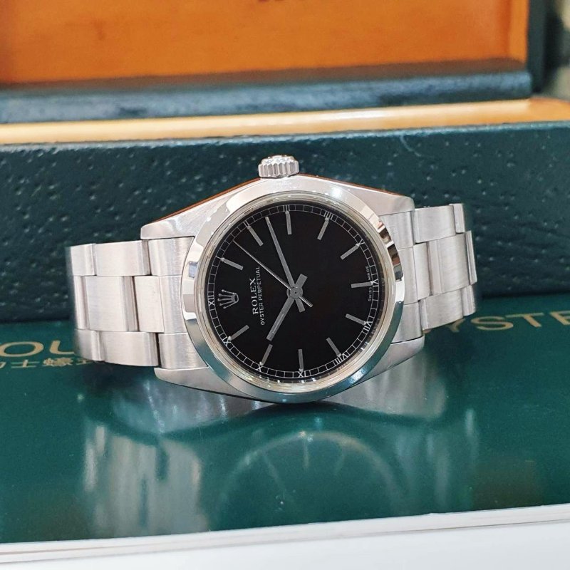 【大眾名錶】ROLEX勞力士 77080 OP蠔式恆動 中型款女錶 黑色T柱面盤 錶徑31mm 2230自動上鍊 不銹鋼材質 大眾名錶G278-4