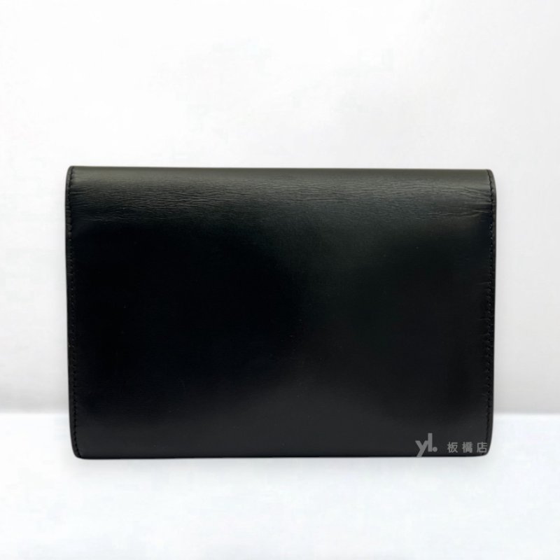 S5412-LV 黑滑面牛皮金色LOGO下蓋鍊包-3