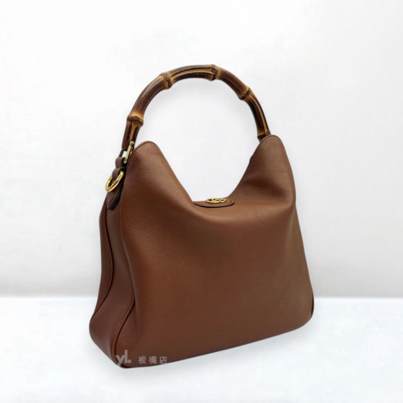 S5413-GUCCI Diana中號棕色牛皮竹節包746124-1