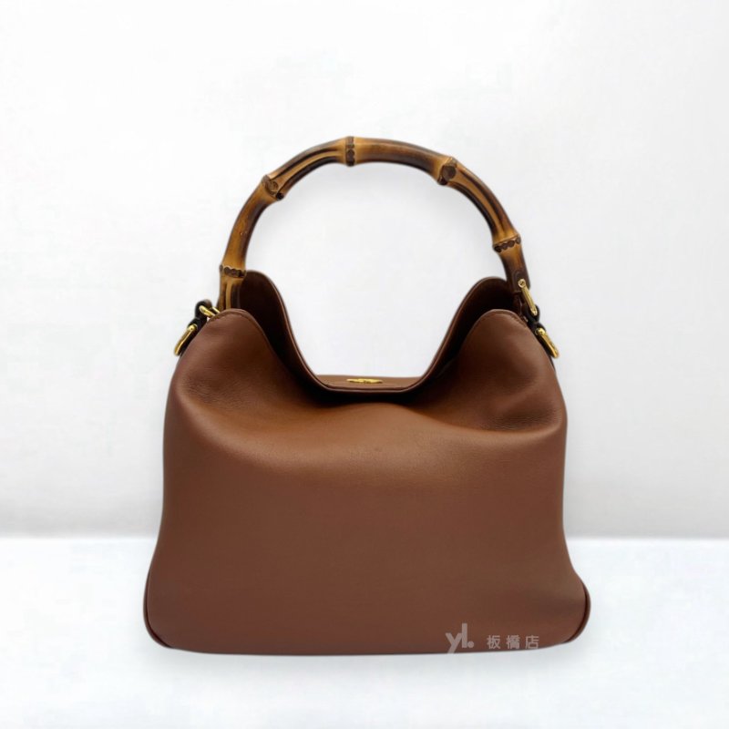 S5413-GUCCI Diana中號棕色牛皮竹節包746124-3