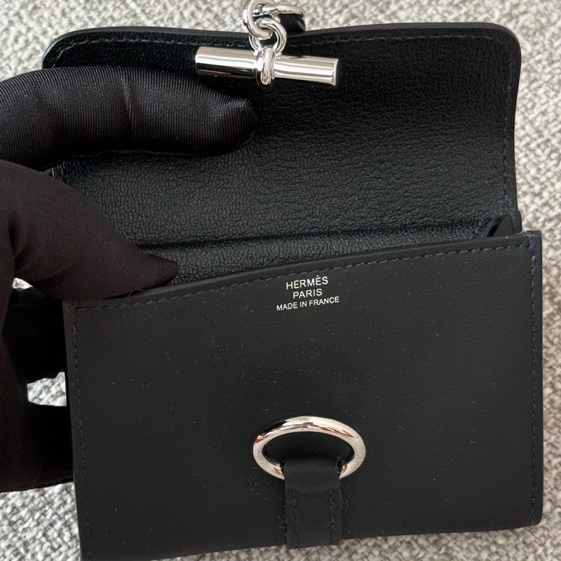Hermes Glenan 短銀包 Card Holder Gold 黑色銀釦 swift-2
