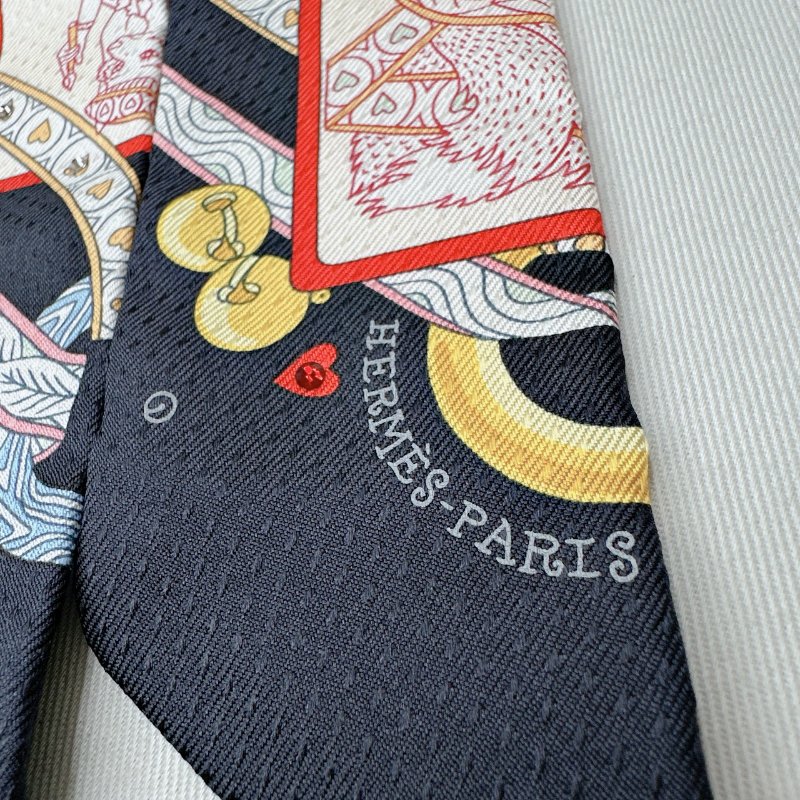 HERMES 全新撲克水鑽Twilly絲巾-3
