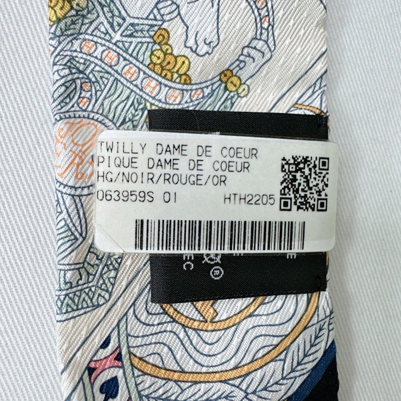 HERMES 全新撲克水鑽Twilly絲巾-5