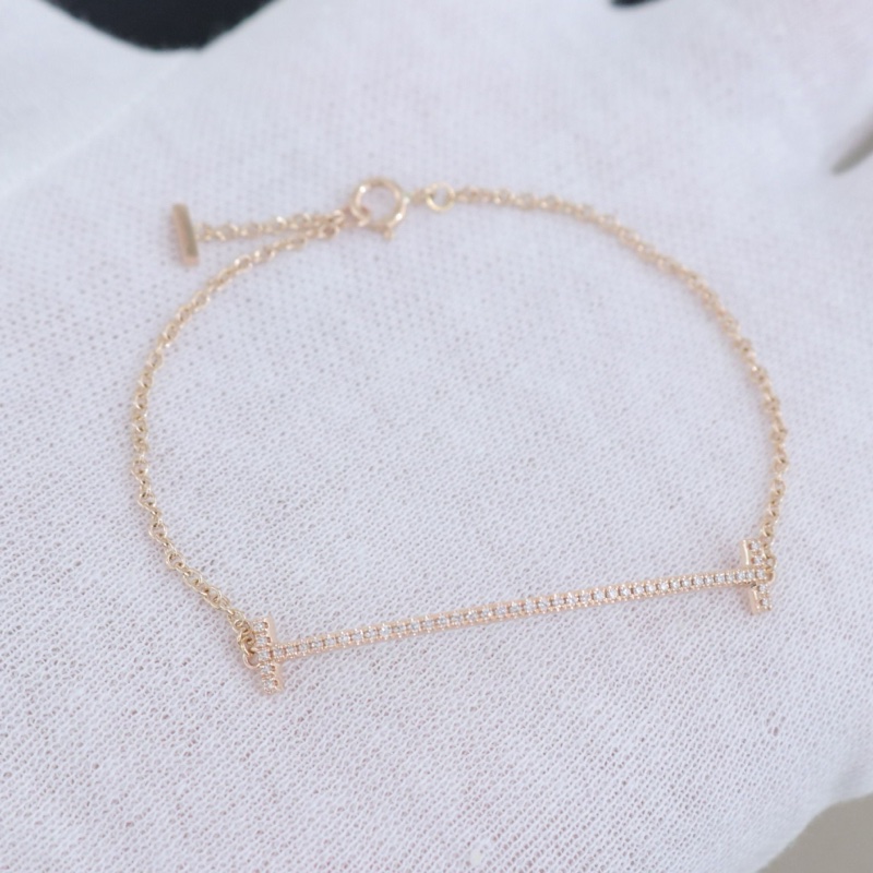 Tiffany 微笑滿鑽手鍊，18K玫瑰金鑲鑽，配件盒子-1