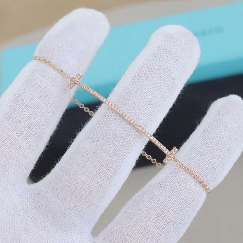 Tiffany 微笑滿鑽手鍊，18K玫瑰金鑲鑽，配件盒子-3