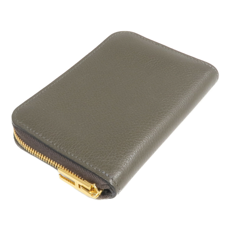 HERMES Evercolor皮革Zipengo H Compact Card Case卡片套Vert de Gris-3