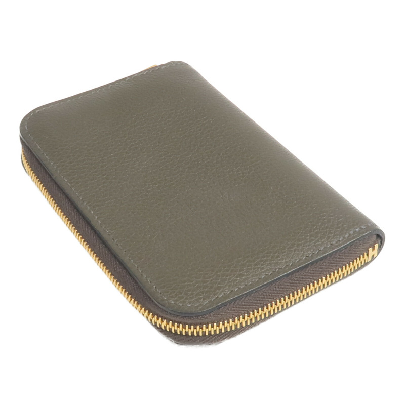 HERMES Evercolor皮革Zipengo H Compact Card Case卡片套Vert de Gris-4