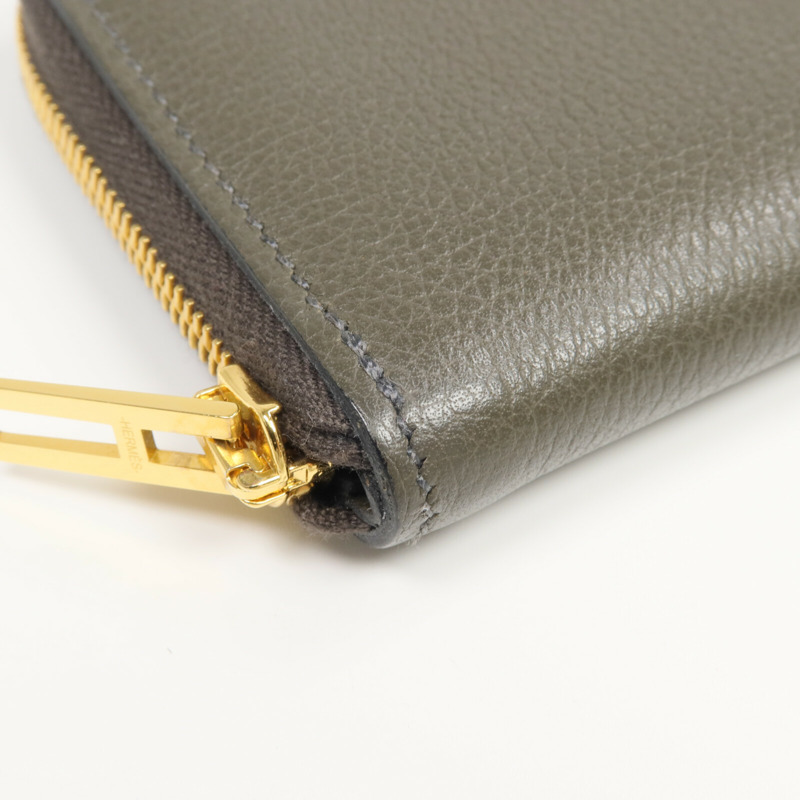HERMES Evercolor皮革Zipengo H Compact Card Case卡片套Vert de Gris-9