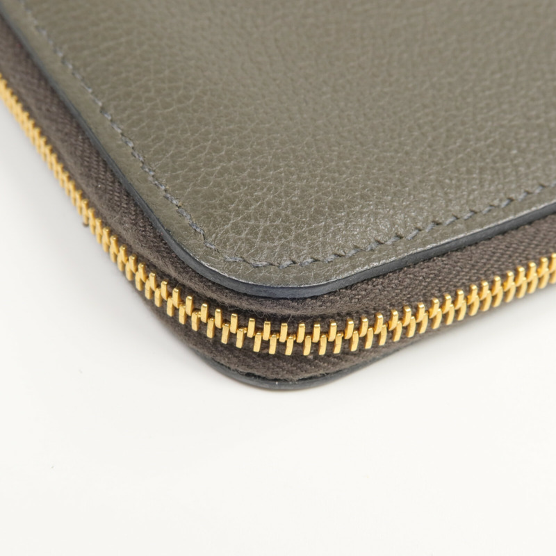 HERMES Evercolor皮革Zipengo H Compact Card Case卡片套Vert de Gris-10