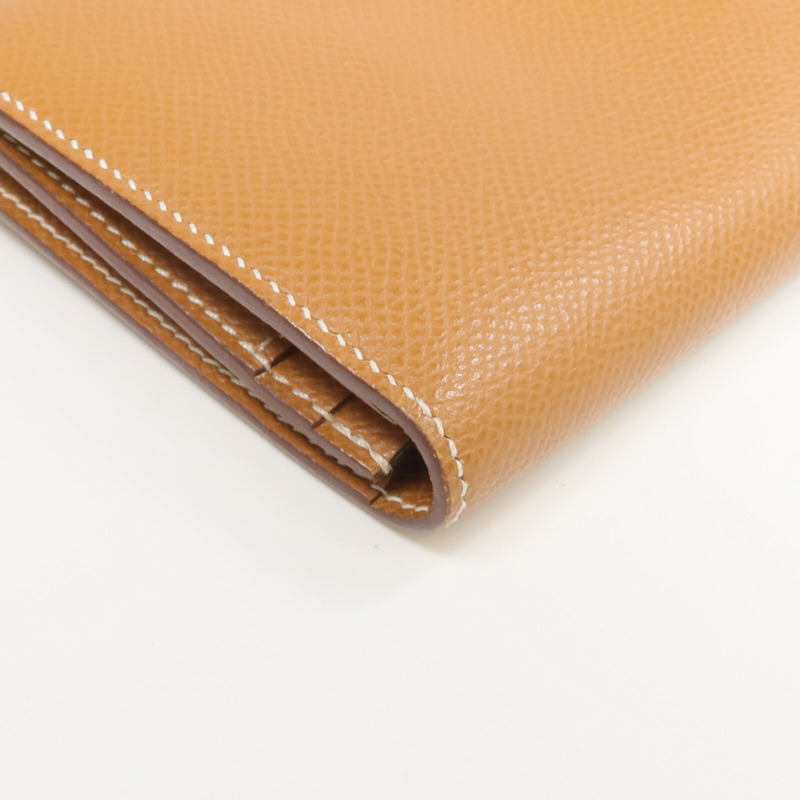 HERMES Epsom皮革Bearn Long Wallet長錢包Gold-9