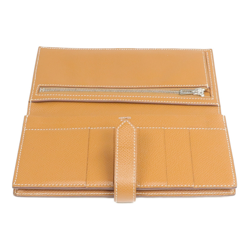 HERMES Epsom皮革Bearn Long Wallet長錢包Gold-12