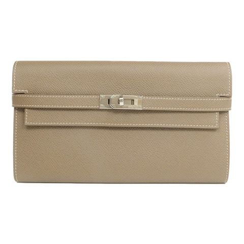 HERMES Epsom皮革Kelly Wallet長錢包Etoupe