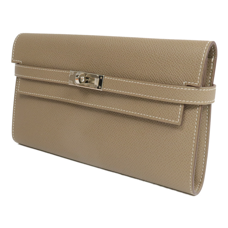 HERMES Epsom皮革Kelly Wallet長錢包Etoupe-2