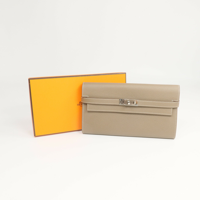 HERMES Epsom皮革Kelly Wallet長錢包Etoupe-16