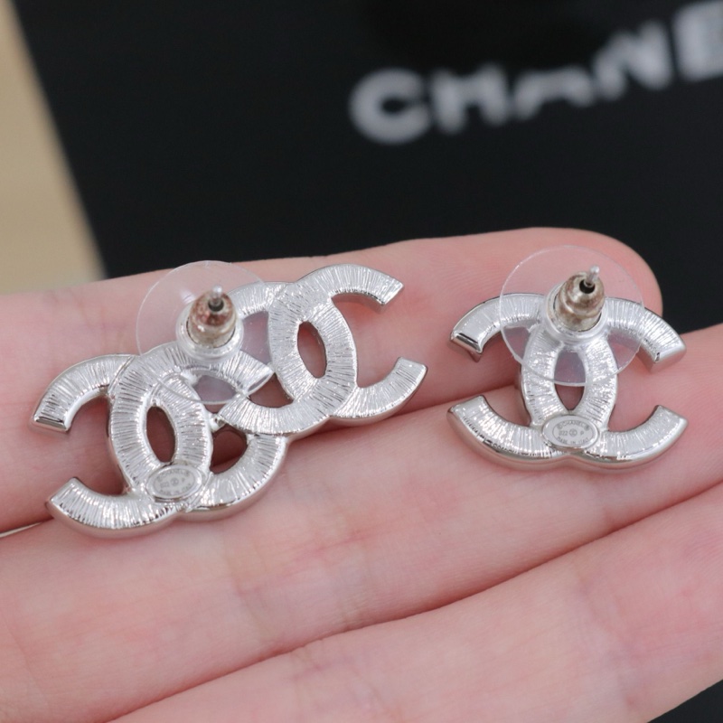 CHANEL香奈兒 方糖鑽銀色雙C不對稱AB版耳釘配件盒-3