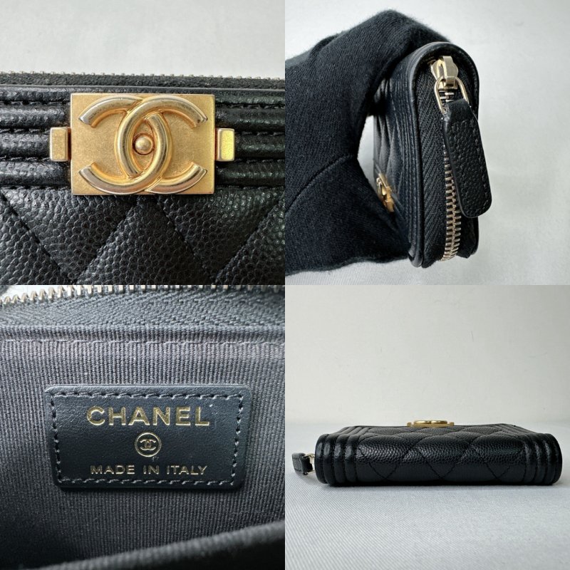 CHANEL BOY黑金牛零錢包-7