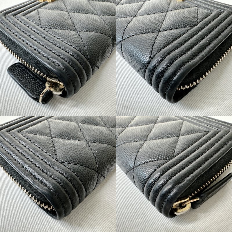 CHANEL BOY黑金牛零錢包-8