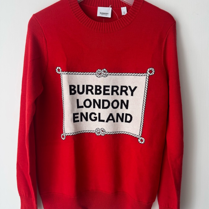 Burberry 紅色黑字母長袖毛衣xs-0